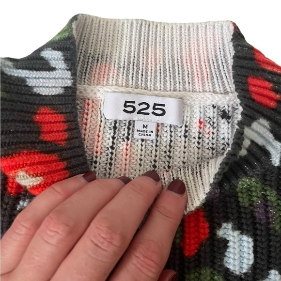 LIKE NEW 525 Multicolor Leopard Print 100% Cotton Knit Puff Sleeve Sweater Sz M - Picture 4 of 9